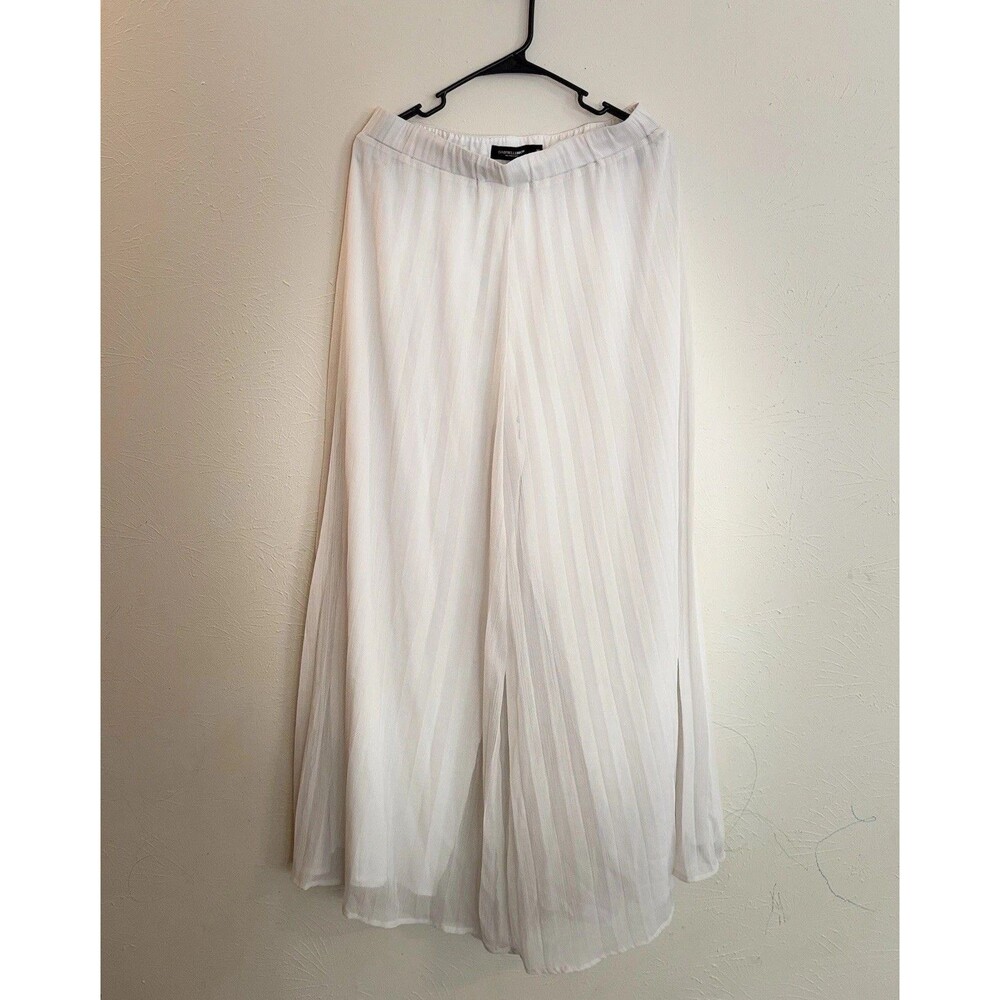 New York & Co‎ Women Medium Pants White Sheer Overlay Wide Leg Pull-On Coastal